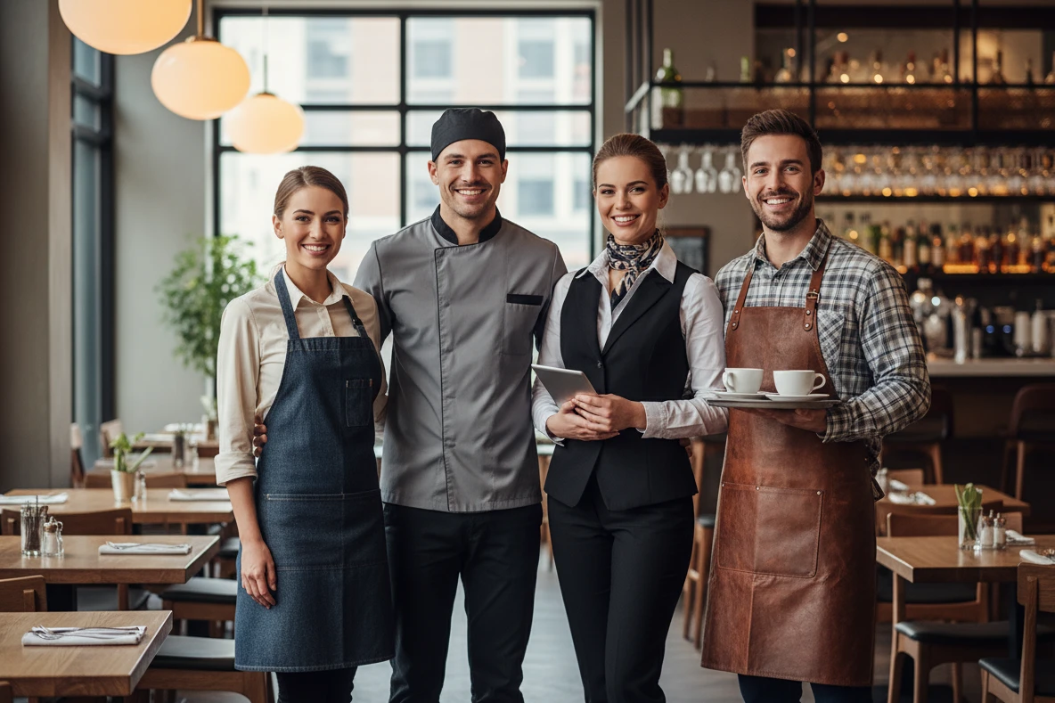 <p style="text-align:center;"><strong>Mitarbeiterkleidung</strong><br><strong>für Gastro</strong></p>